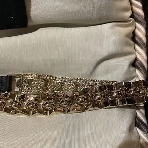 St John Gold Chain belt with black leather Size M-L with duster bag. St. John | Accessories | St John Gold Chain Belt With Black  main image 2